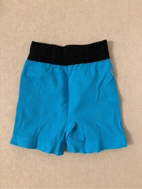 Free People Movement Ribbed Biker Shorts Blue Black High Rise XS/S